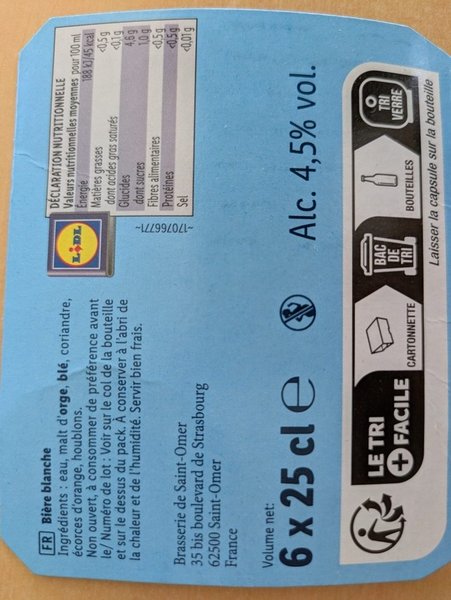 LIDL Perlembourg Bière Blanche