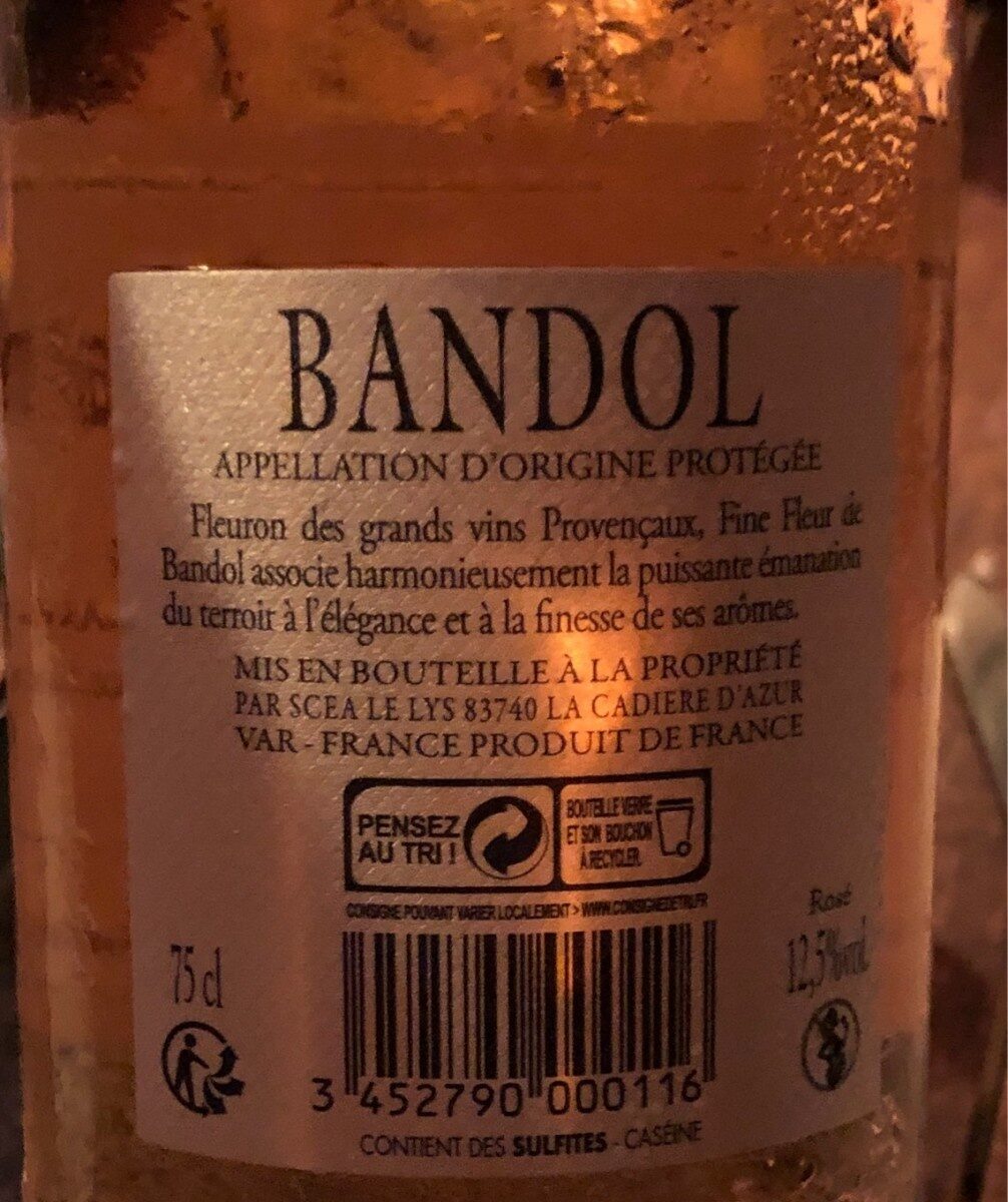 BANDOL, Bandol Fine Fleur, vin rose, la bouteille de 75