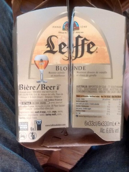 Leffe Bière blonde d'abbaye belge